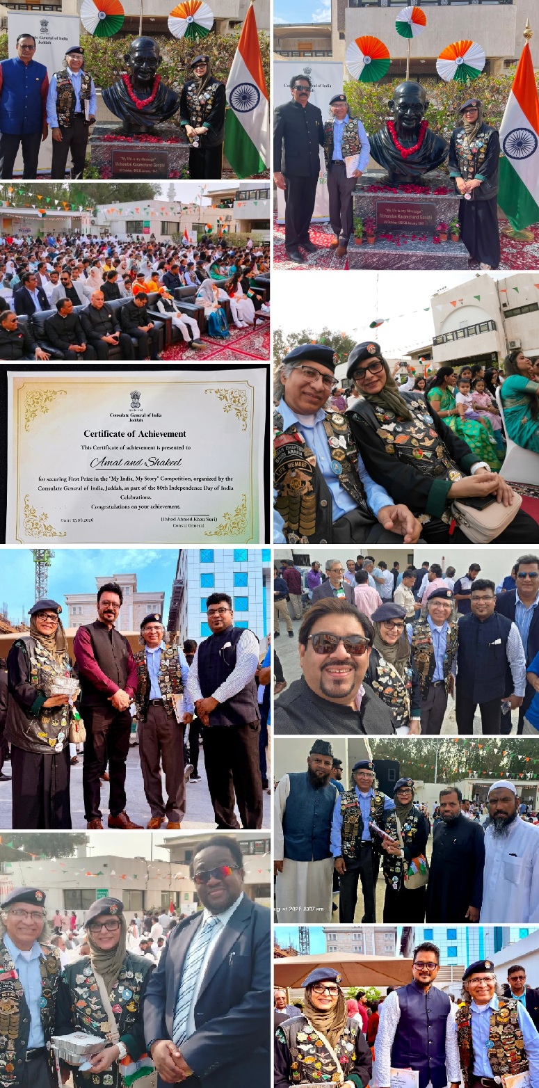 Capt. Mir Shakeel UrRahman and Capt. Amal Ahmed meeting members of the Indian community during the 80th Independence Day celebrations in Jeddah