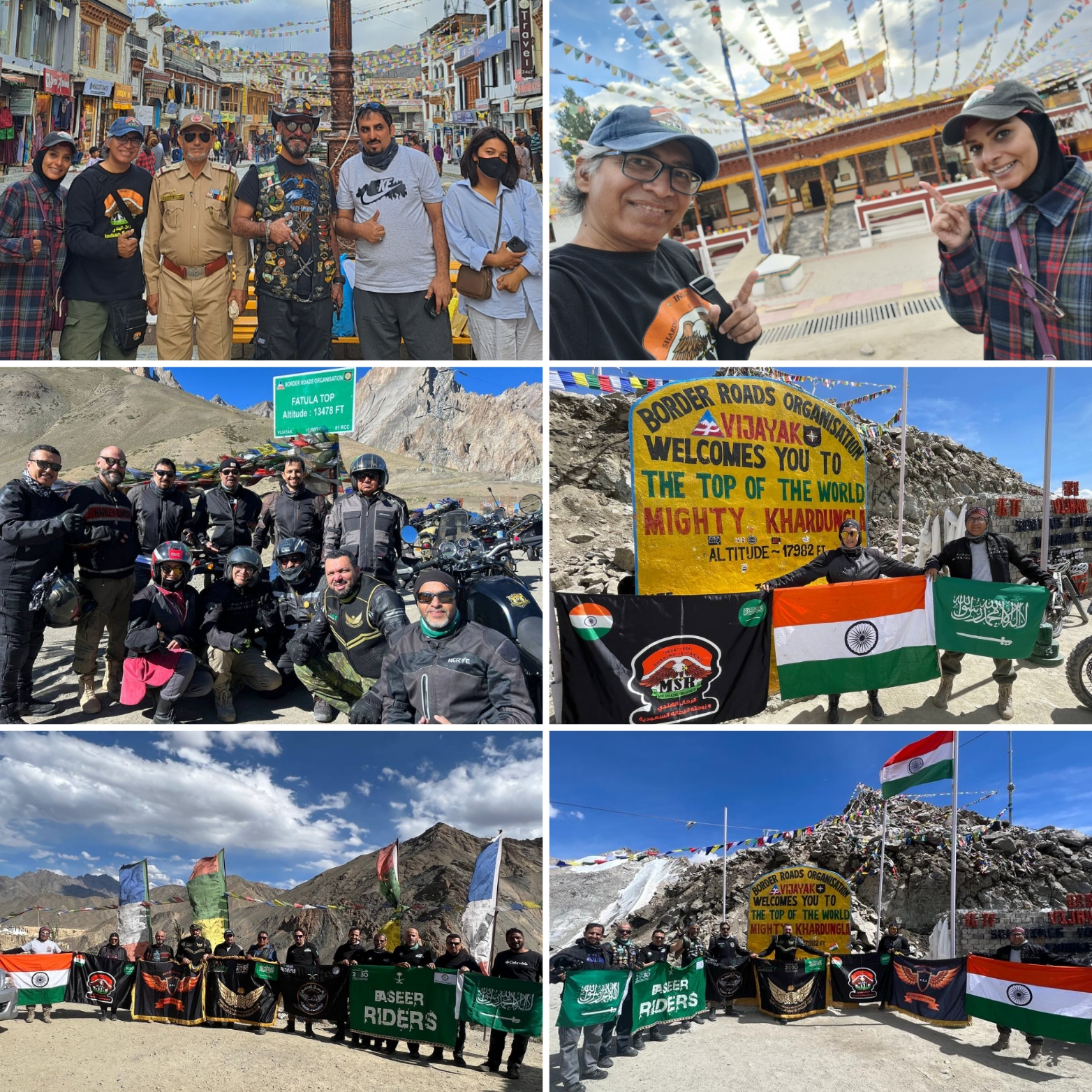 Indian Saudi Couple Travellers and participating riders during the 2023 Khardung La expedition in Ladakh